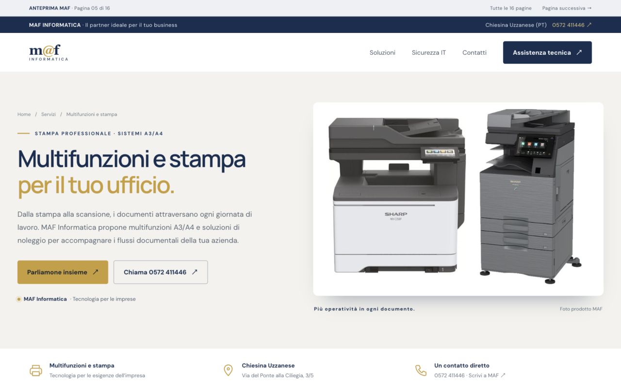 Anteprima della pagina: Multifunzioni e stampa