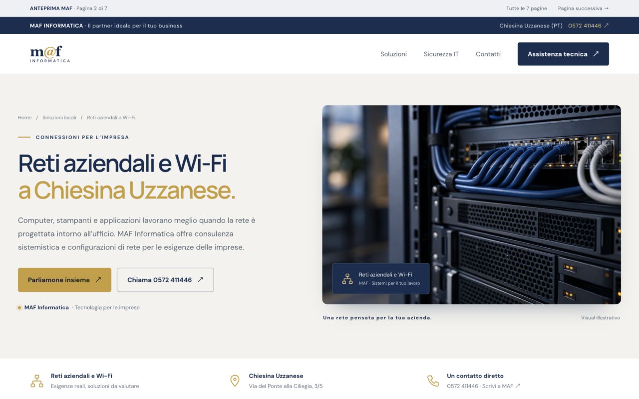 Anteprima della pagina: Reti aziendali e Wi-Fi a Chiesina Uzzanese
