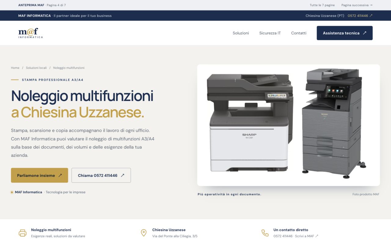 Anteprima della pagina: Noleggio multifunzioni a Chiesina Uzzanese